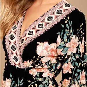 Billabong Black Floral Print Mini Dress